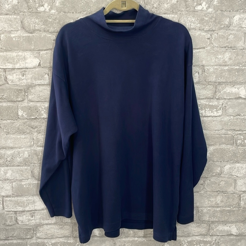 Boundary Waters Navy Cotton Turtleneck Shirt